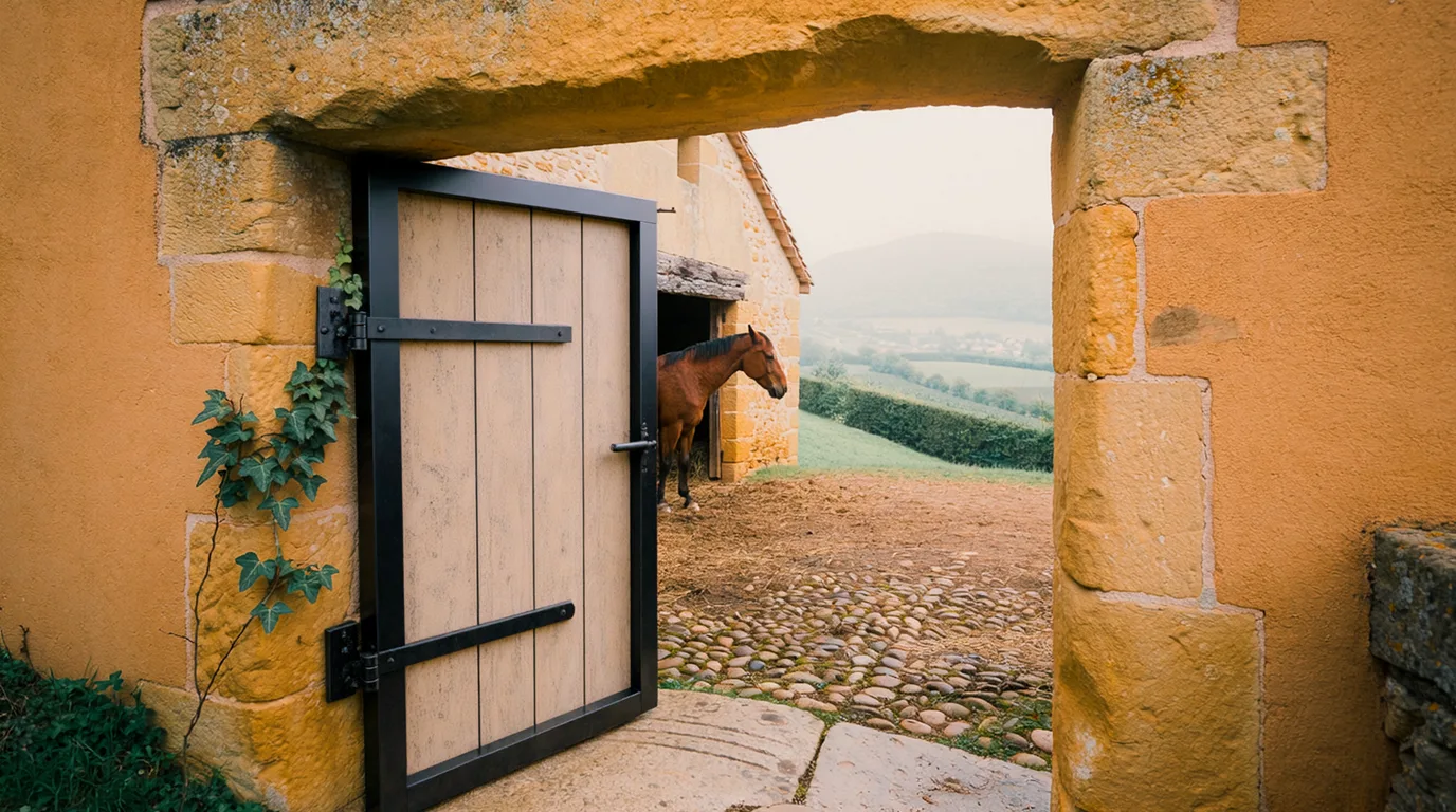 Entrée, Écurie Julia Blondel, centre équestre à Orliénas